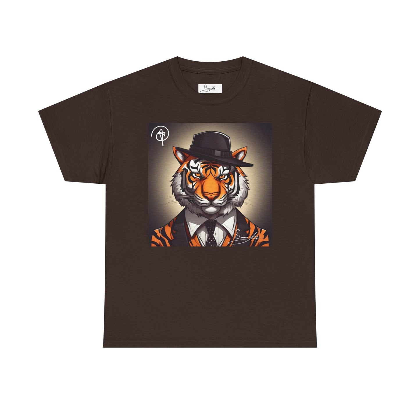 DuaneJay Tiger Gentleman T-Shirt — bold tiger graphic tee featuring a distinguished tiger in gentleman style, a powerful streetwear statement for those who wear confidence with class