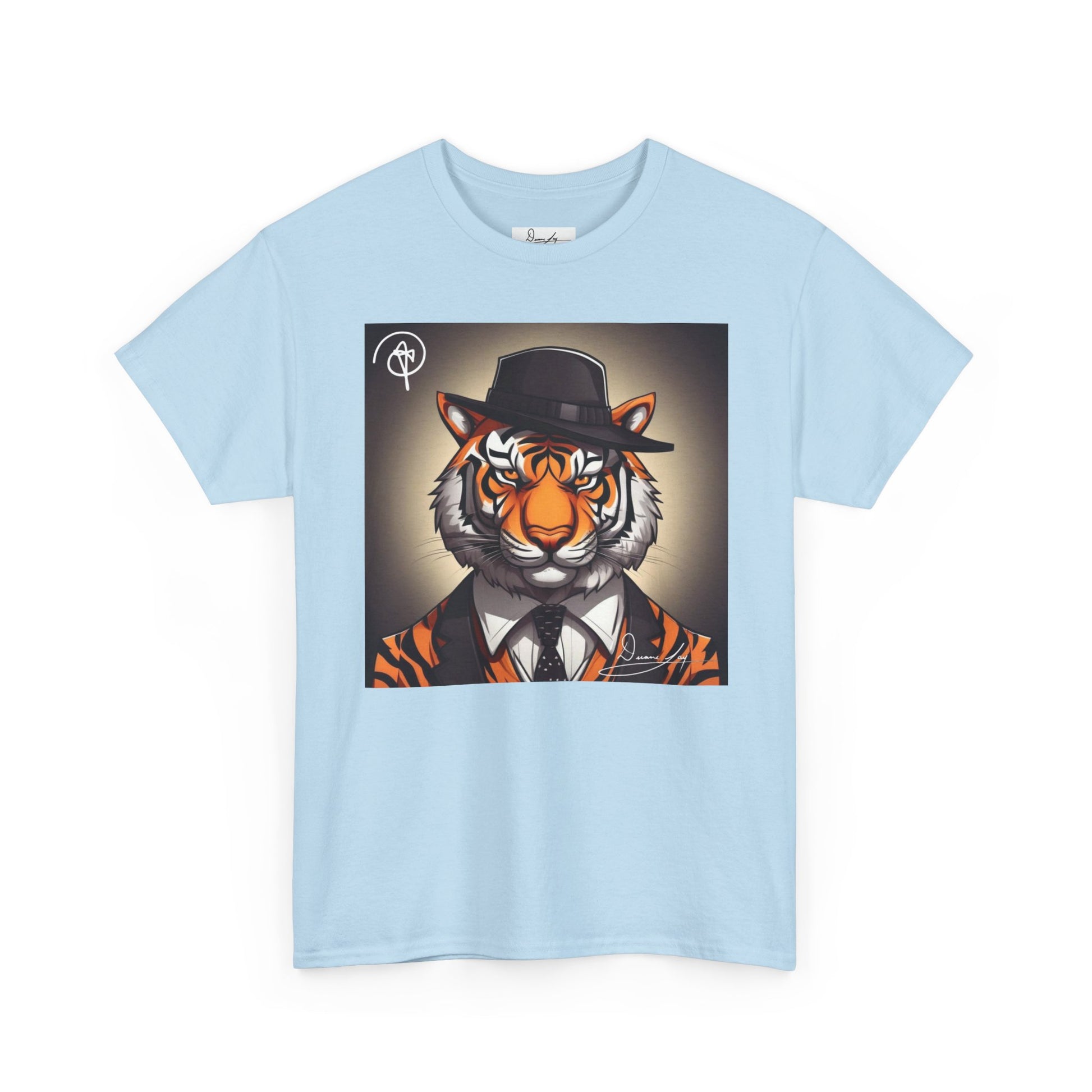 DuaneJay Tiger Gentleman T-Shirt — bold tiger graphic tee featuring a distinguished tiger in gentleman style, a powerful streetwear statement for those who wear confidence with class