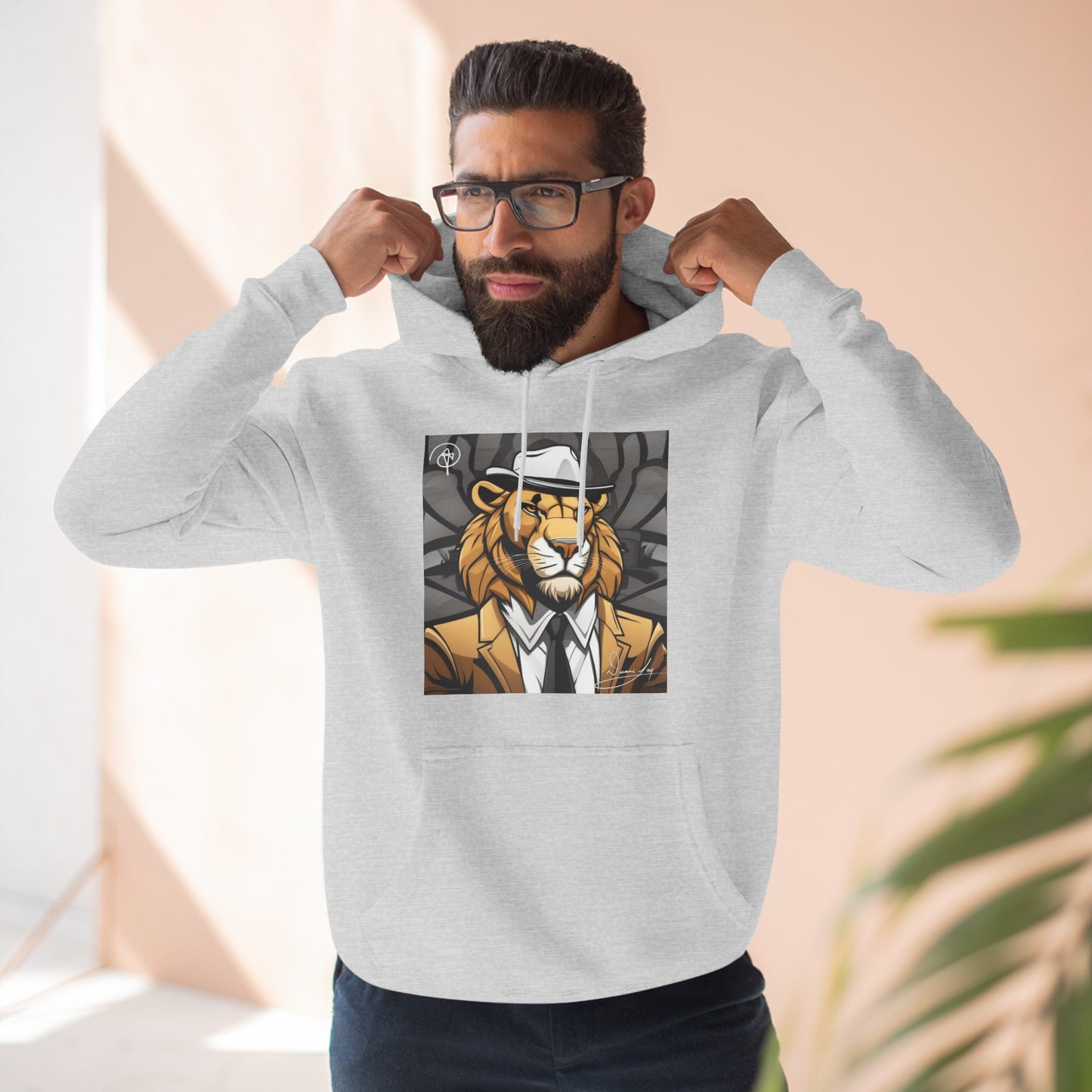 Three-Panel Lion Fleece Hoodie