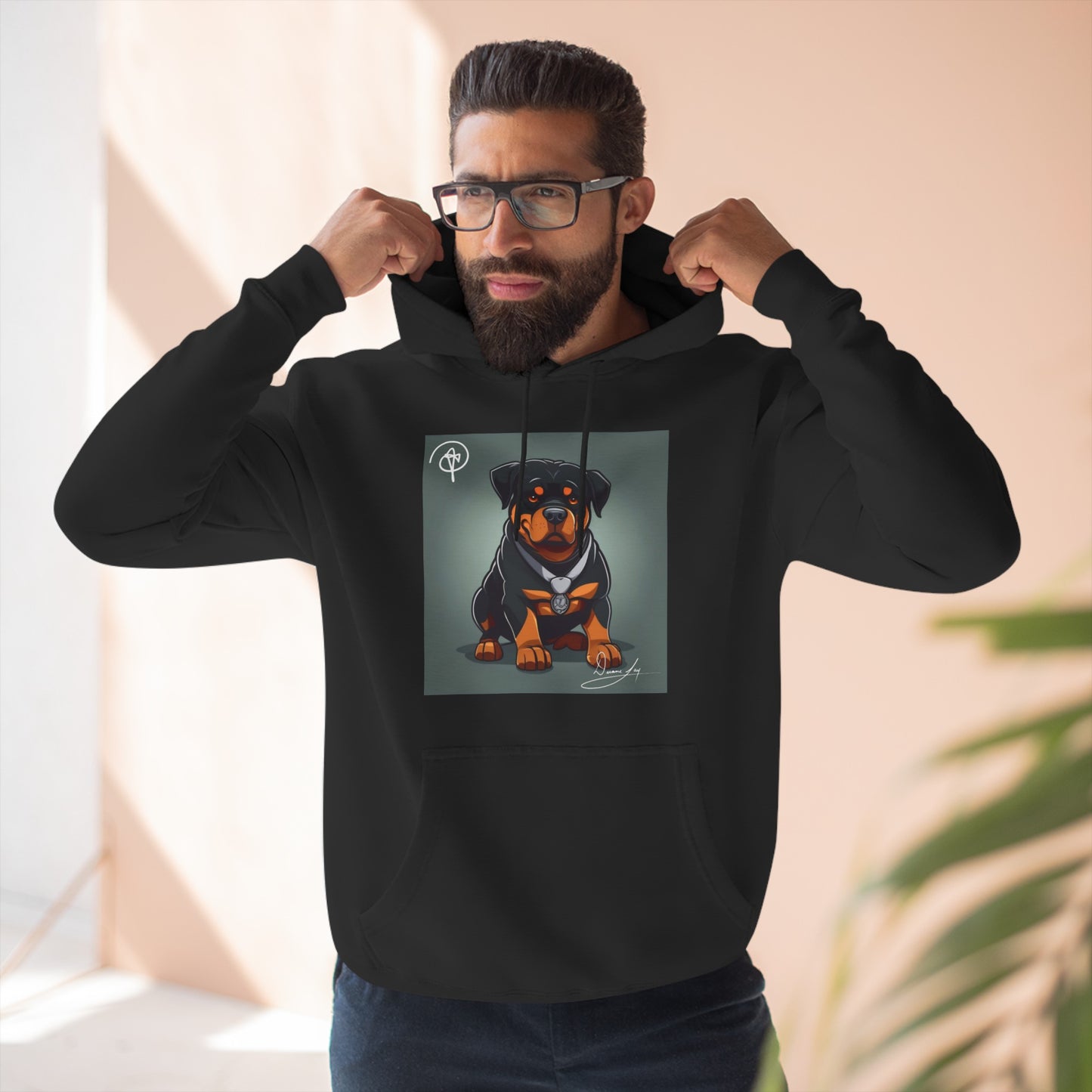 Three-Panel Rottweiler Fleece Hoodie