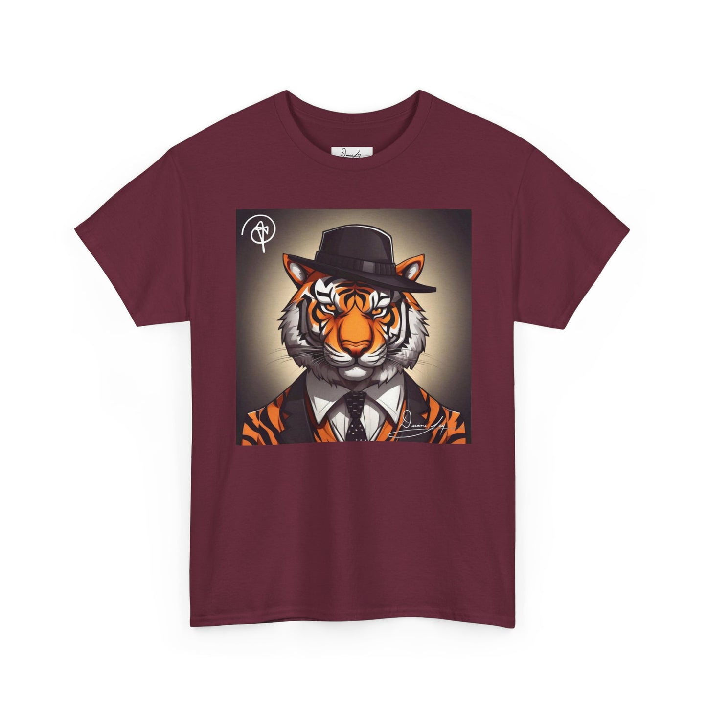 DuaneJay Tiger Gentleman T-Shirt — bold tiger graphic tee featuring a distinguished tiger in gentleman style, a powerful streetwear statement for those who wear confidence with class