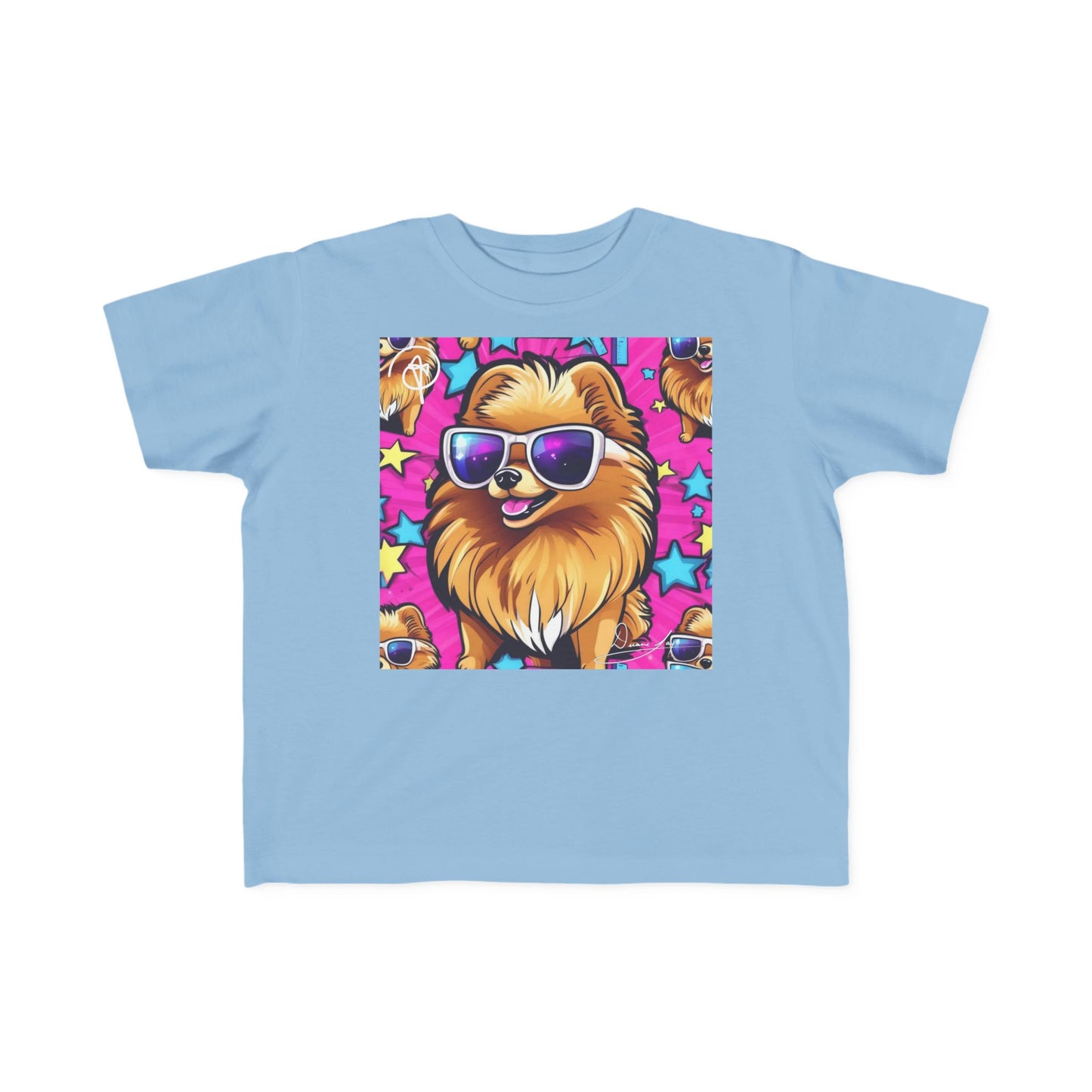 DuaneJay Toddler Tee Cool Pomeranian Sunglasses Graphic — adorable kids graphic tee featuring a cool Pomeranian rocking sunglasses, a fun and stylish streetwear-inspired look for the littlest members of the DuaneJay Fashion family