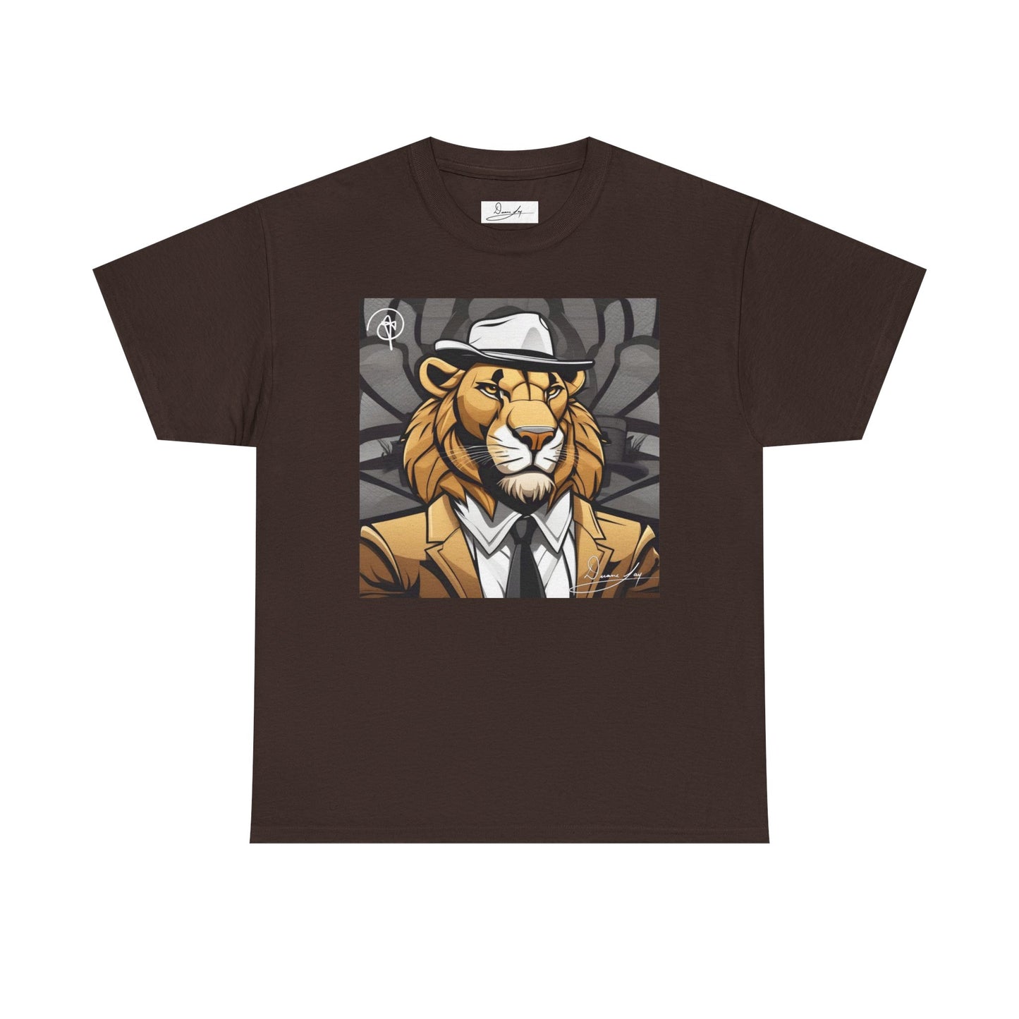 DuaneJay Lion Gangster Graphic Tee — powerful streetwear tee featuring a bold lion with gangster-inspired artistry, symbolizing strength, dominance, and signature style