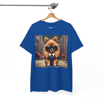 DuaneJay Pomeranian Business Dog T-Shirt — cute Pomeranian in suit graphic tee streetwear