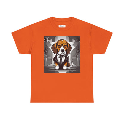 DuaneJay Beagle in a Suit T-Shirt — funny formal dog graphic tee featuring an adorable beagle dressed in a dapper suit, perfect for dog lovers who love bold streetwear style
