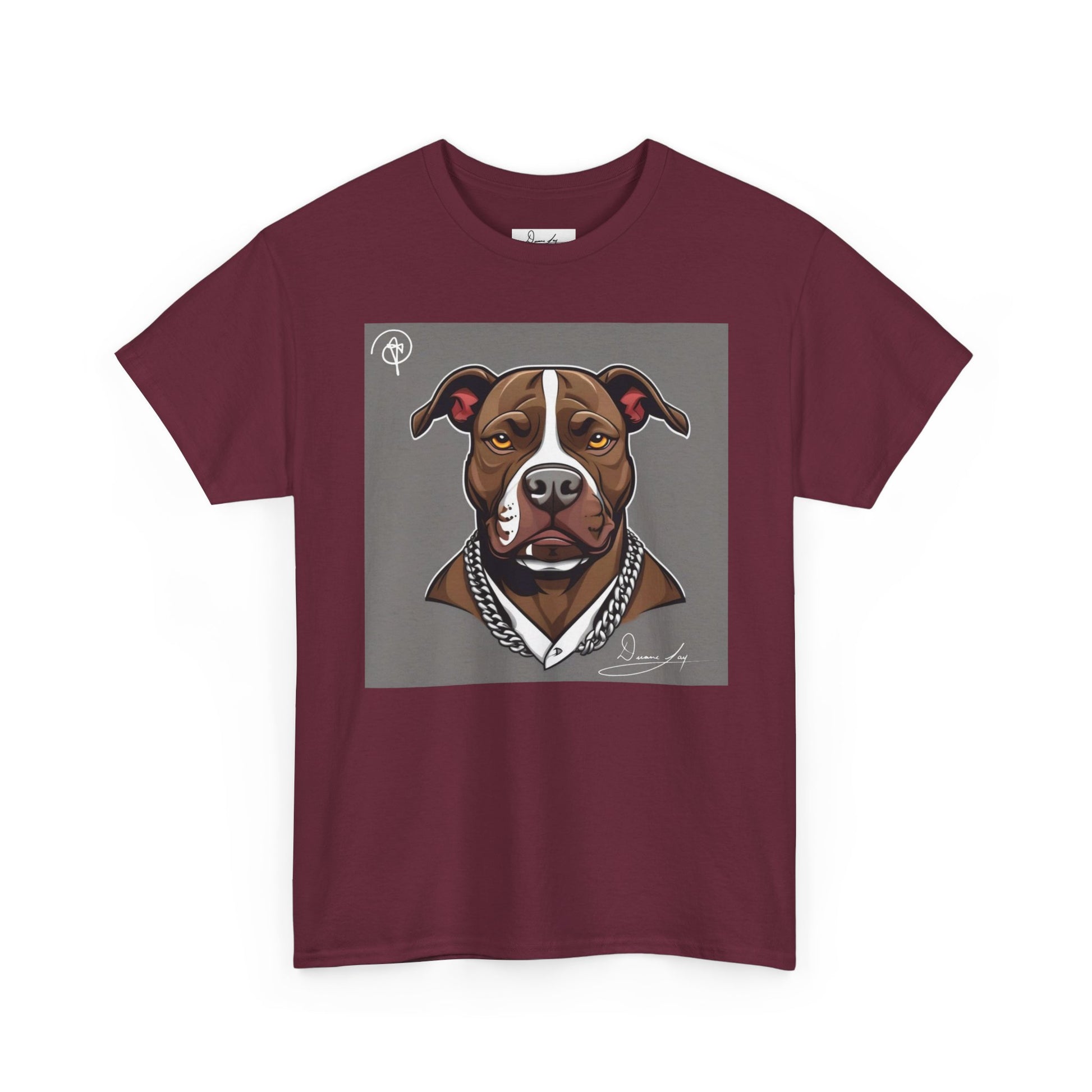 DuaneJay Pit Bull Portrait T-Shirt — stylish dog lover graphic tee streetwear
