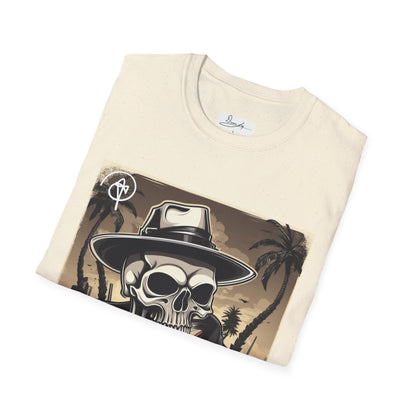 DuaneJay Skull Gangster T-Shirt — retro mafia skeleton graphic tee streetwear