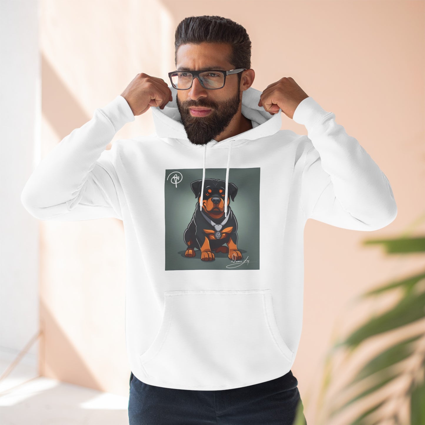 Three-Panel Rottweiler Fleece Hoodie