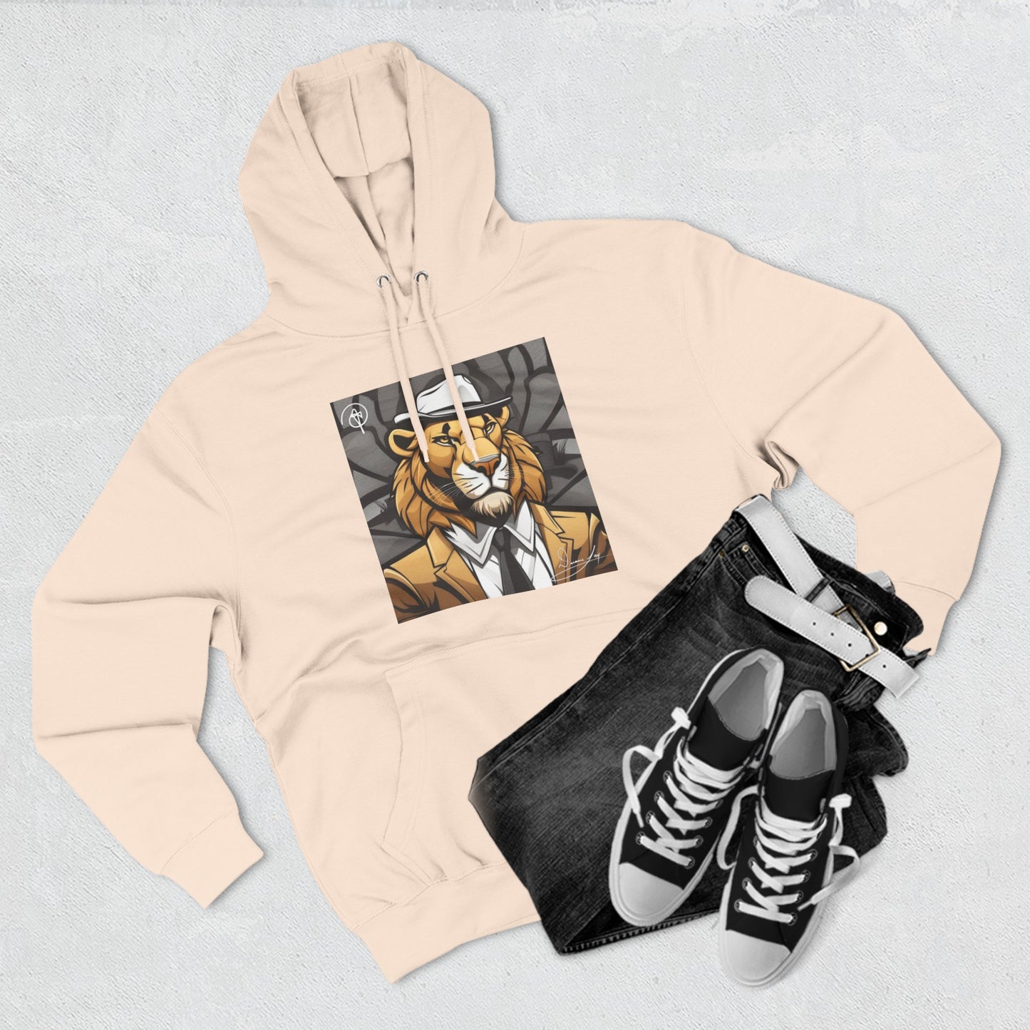 Three-Panel Lion Fleece Hoodie