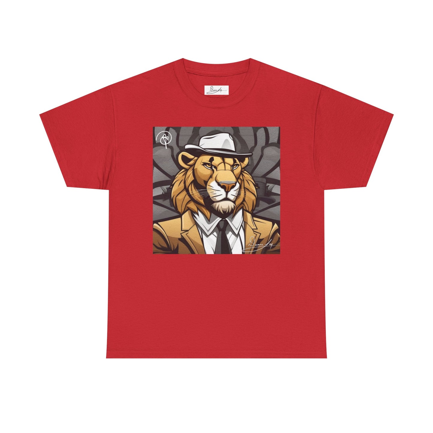 DuaneJay Lion Gangster Graphic Tee — powerful streetwear tee featuring a bold lion with gangster-inspired artistry, symbolizing strength, dominance, and signature style