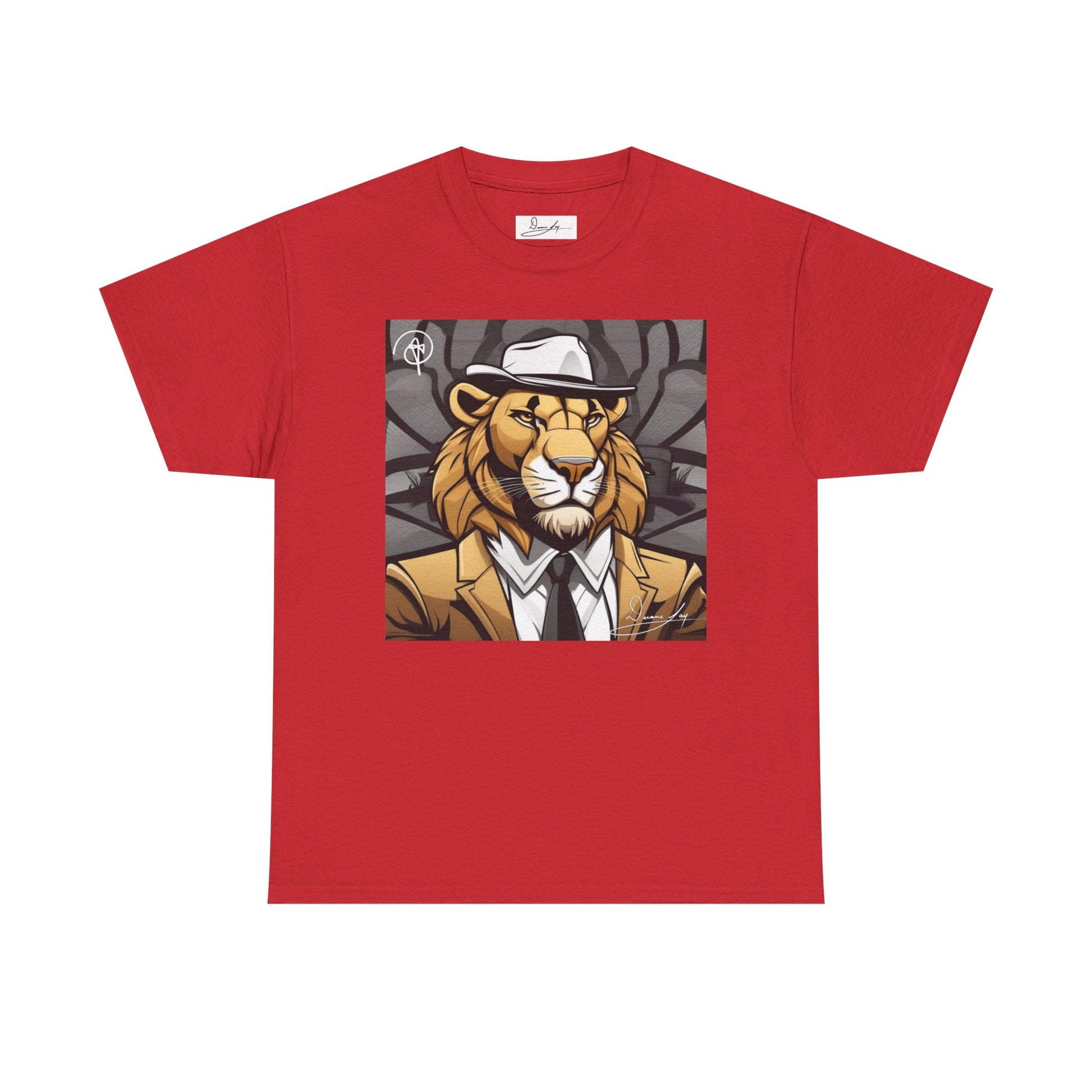 DuaneJay Lion Gangster Graphic Tee — powerful streetwear tee featuring a bold lion with gangster-inspired artistry, symbolizing strength, dominance, and signature style