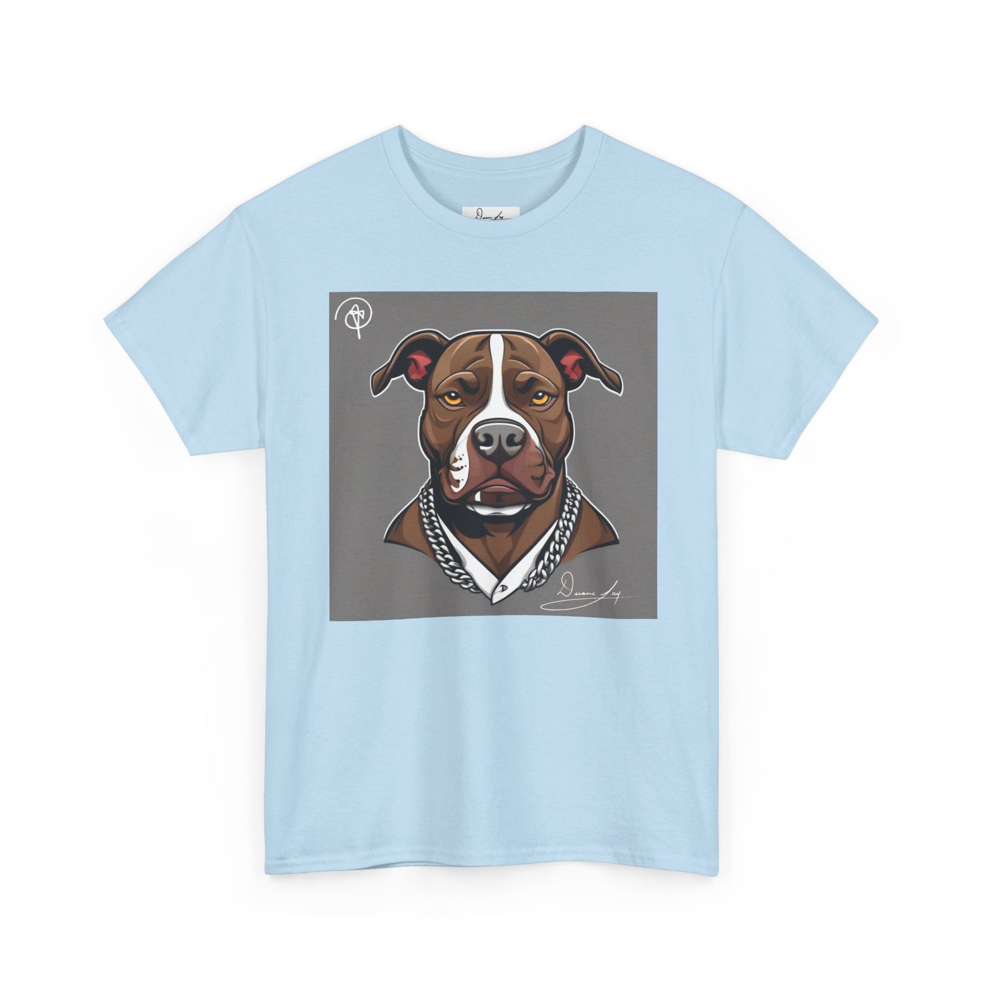 DuaneJay Pit Bull Portrait T-Shirt — stylish dog lover graphic tee streetwear