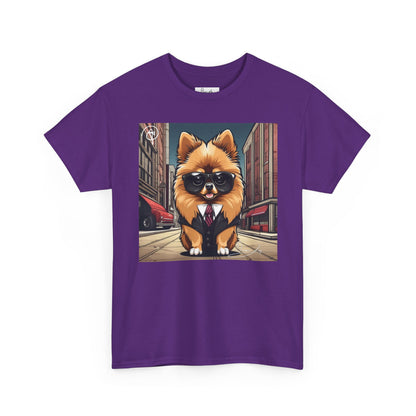 DuaneJay Pomeranian Business Dog T-Shirt — cute Pomeranian in suit graphic tee streetwear