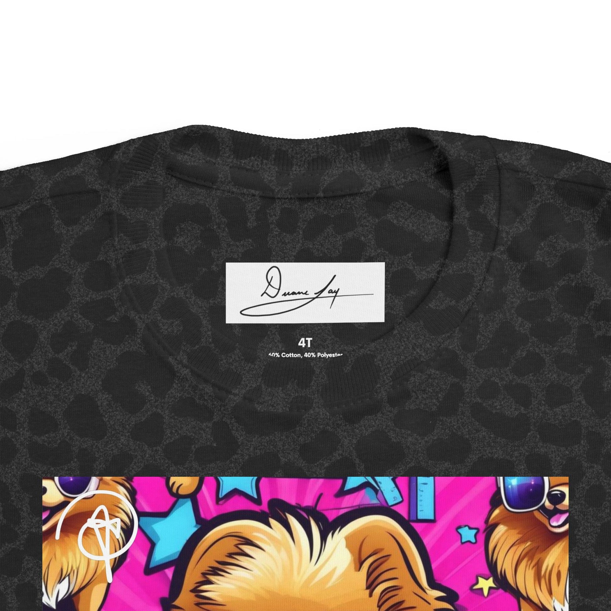 DuaneJay Toddler Tee Cool Pomeranian Sunglasses Graphic — adorable kids graphic tee featuring a cool Pomeranian rocking sunglasses, a fun and stylish streetwear-inspired look for the littlest members of the DuaneJay Fashion family