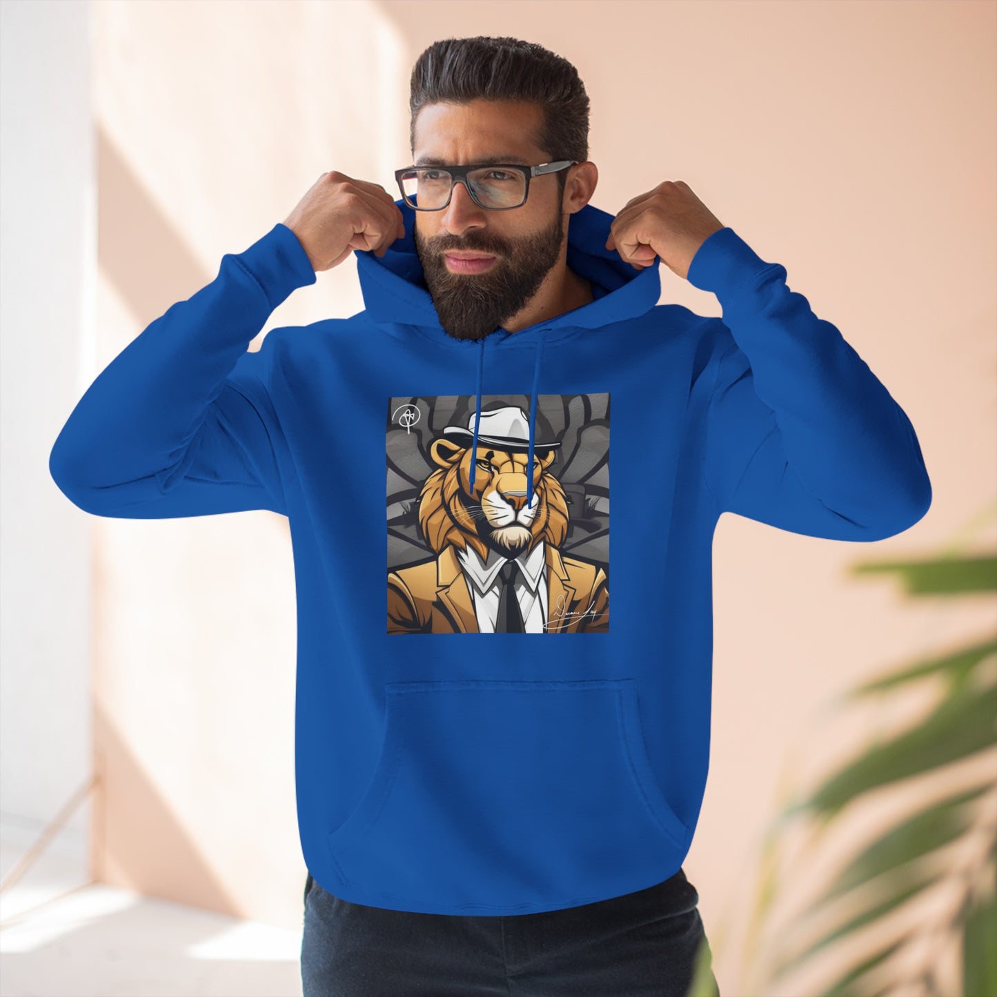 Three-Panel Lion Fleece Hoodie