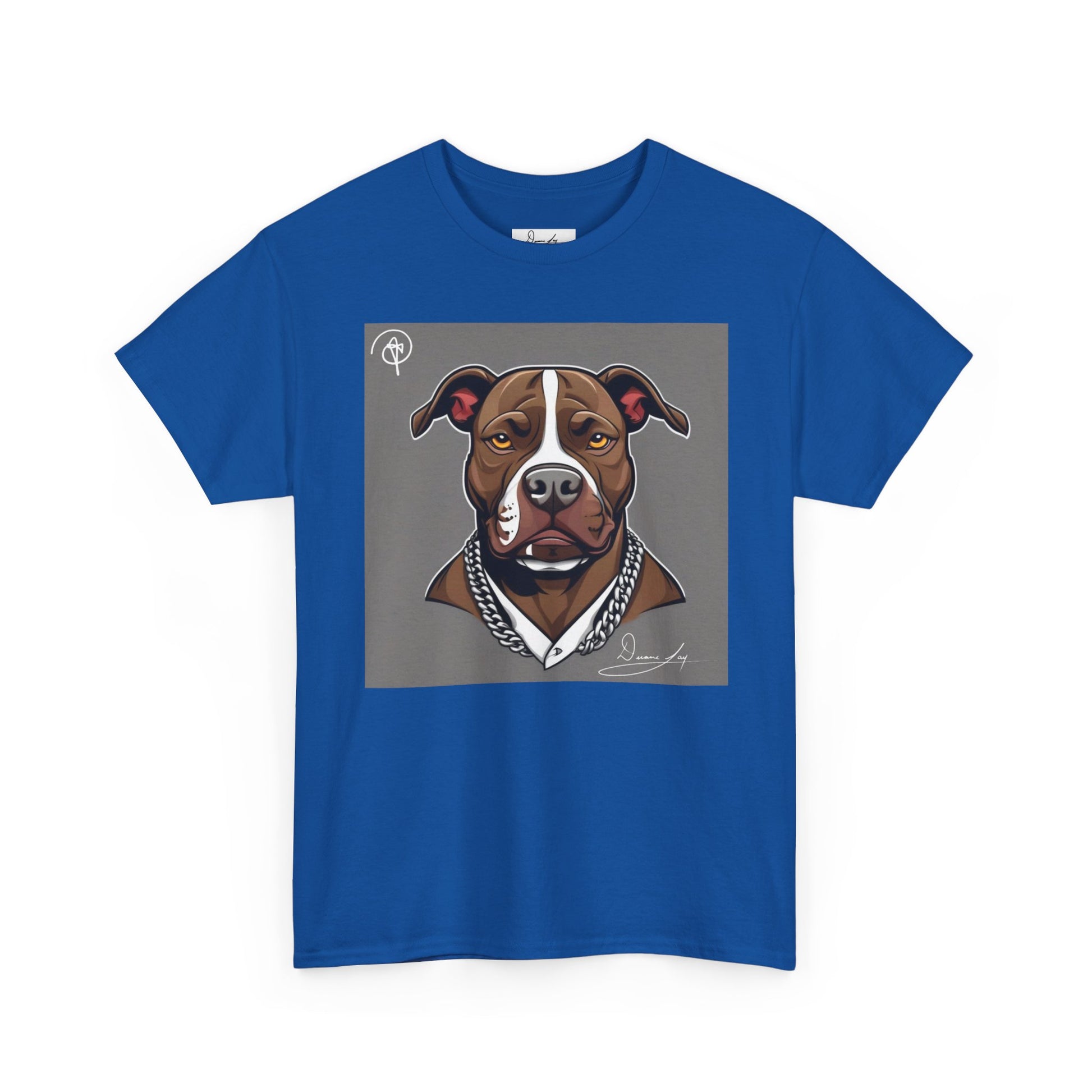 DuaneJay Pit Bull Portrait T-Shirt — stylish dog lover graphic tee streetwear