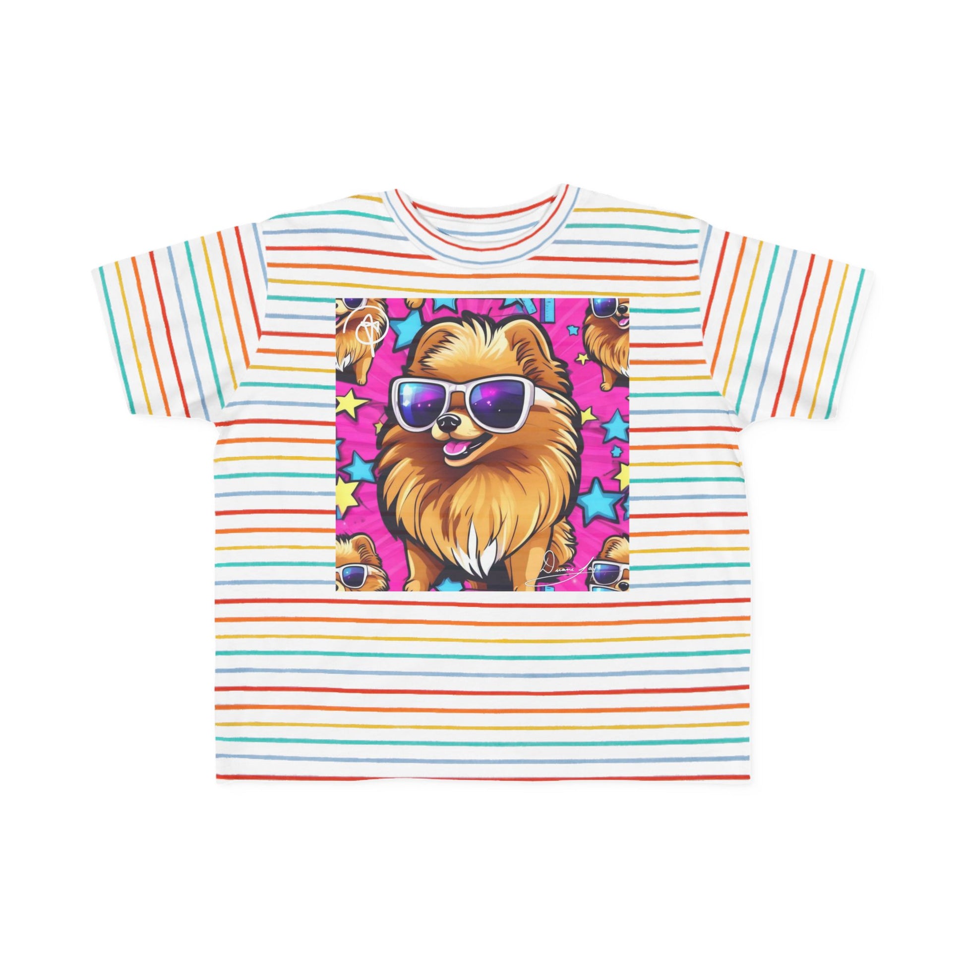 DuaneJay Toddler Tee Cool Pomeranian Sunglasses Graphic — adorable kids graphic tee featuring a cool Pomeranian rocking sunglasses, a fun and stylish streetwear-inspired look for the littlest members of the DuaneJay Fashion family