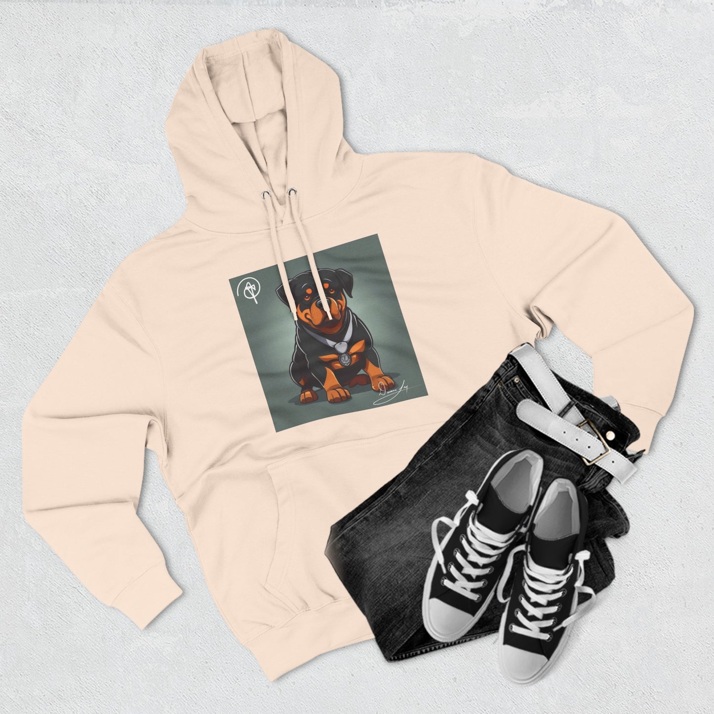 Three-Panel Rottweiler Fleece Hoodie