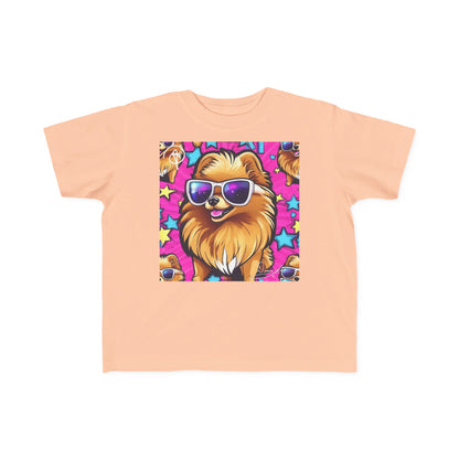 DuaneJay Toddler Tee Cool Pomeranian Sunglasses Graphic — adorable kids graphic tee featuring a cool Pomeranian rocking sunglasses, a fun and stylish streetwear-inspired look for the littlest members of the DuaneJay Fashion family
