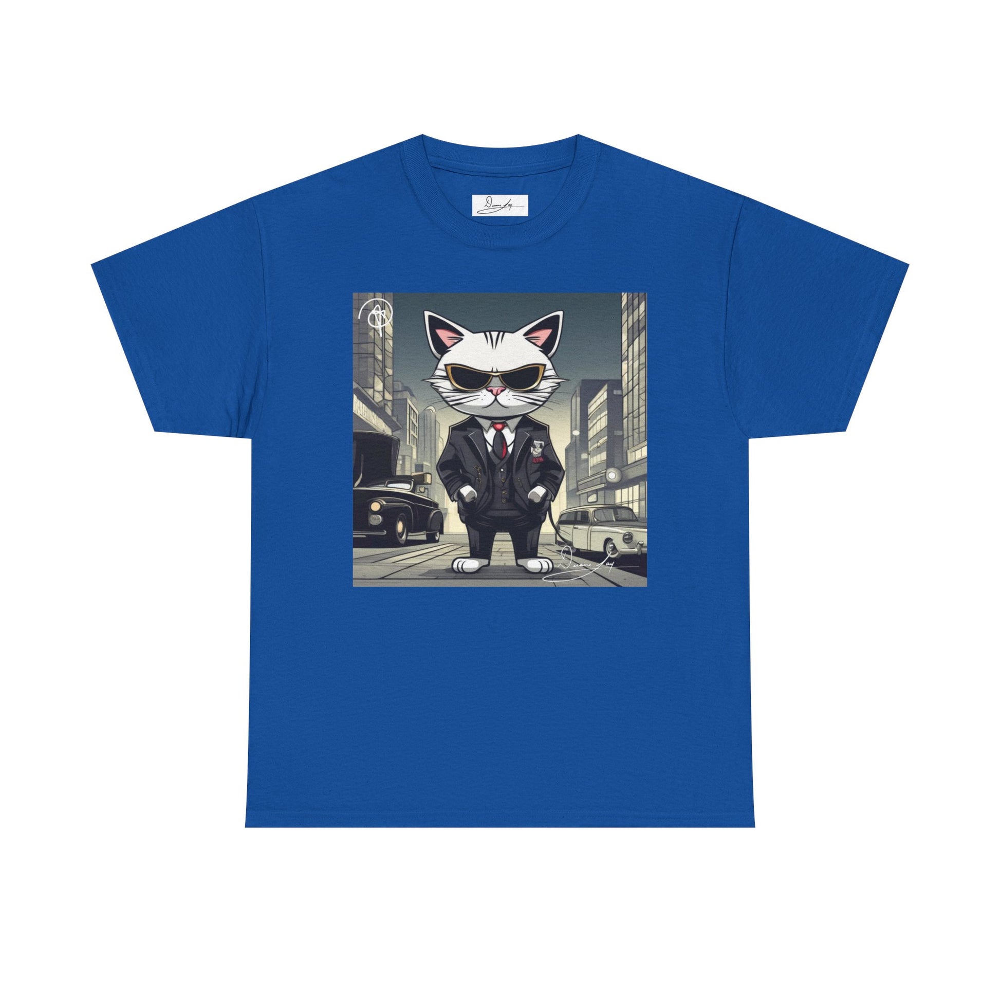 DuaneJay Cat Mafia Graphic Tee — cool cat in suit streetwear graphic tee