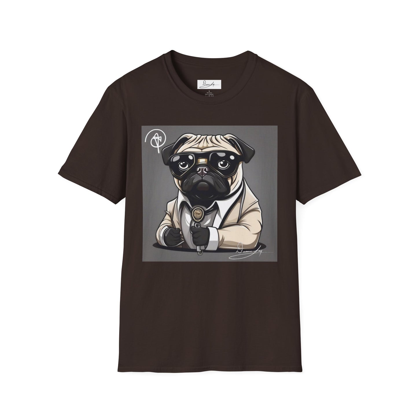 DuaneJay Pug Detective T-Shirt — cute Sherlock dog graphic tee streetwear