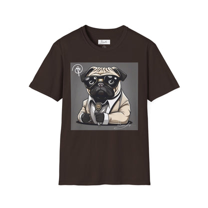 DuaneJay Pug Detective T-Shirt — cute Sherlock dog graphic tee streetwear