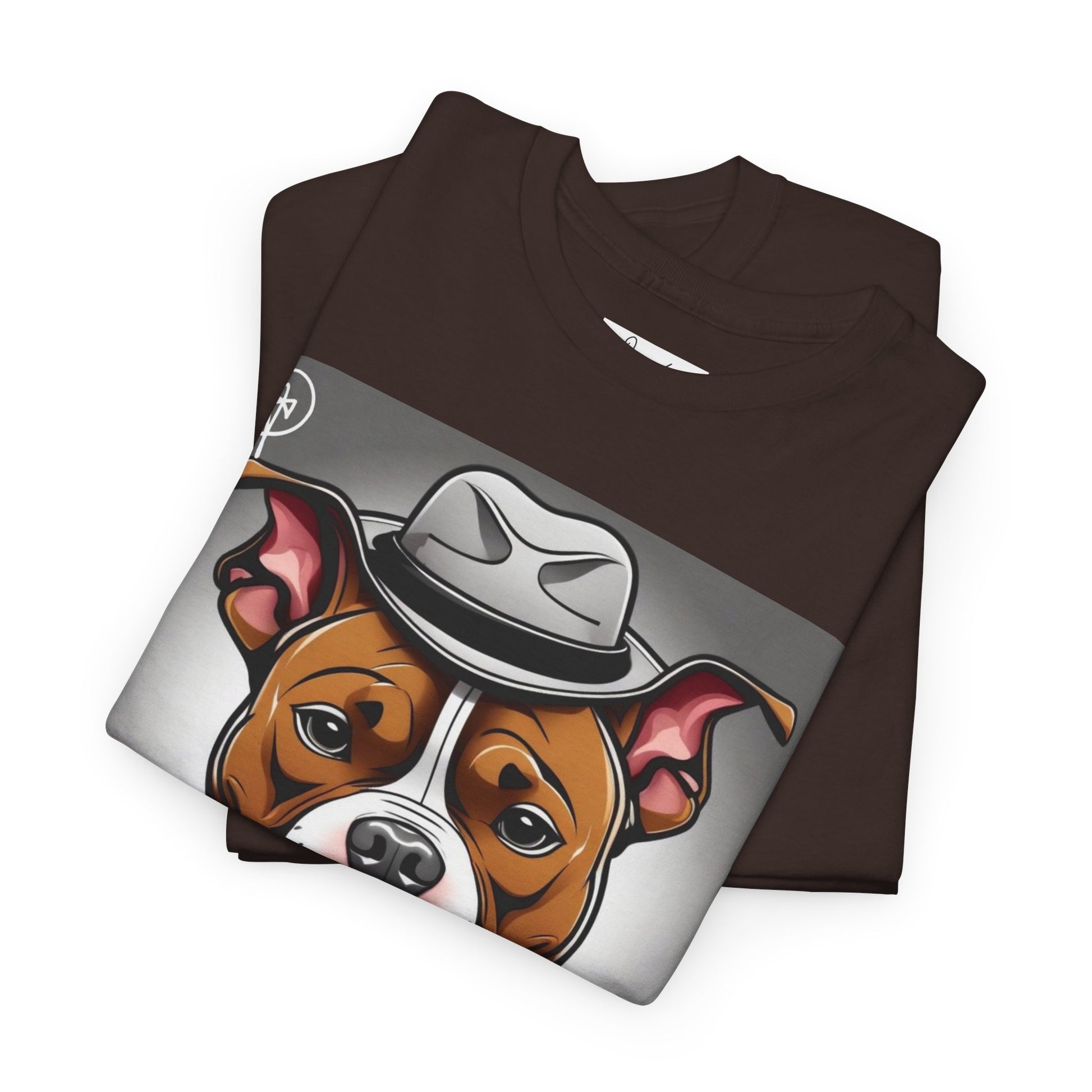 DuaneJay Gentleman Pitbull Tee — distinguished graphic tee featuring a dapper pitbull portrait blending elegance with bold streetwear energy for dog lovers with class and confidence