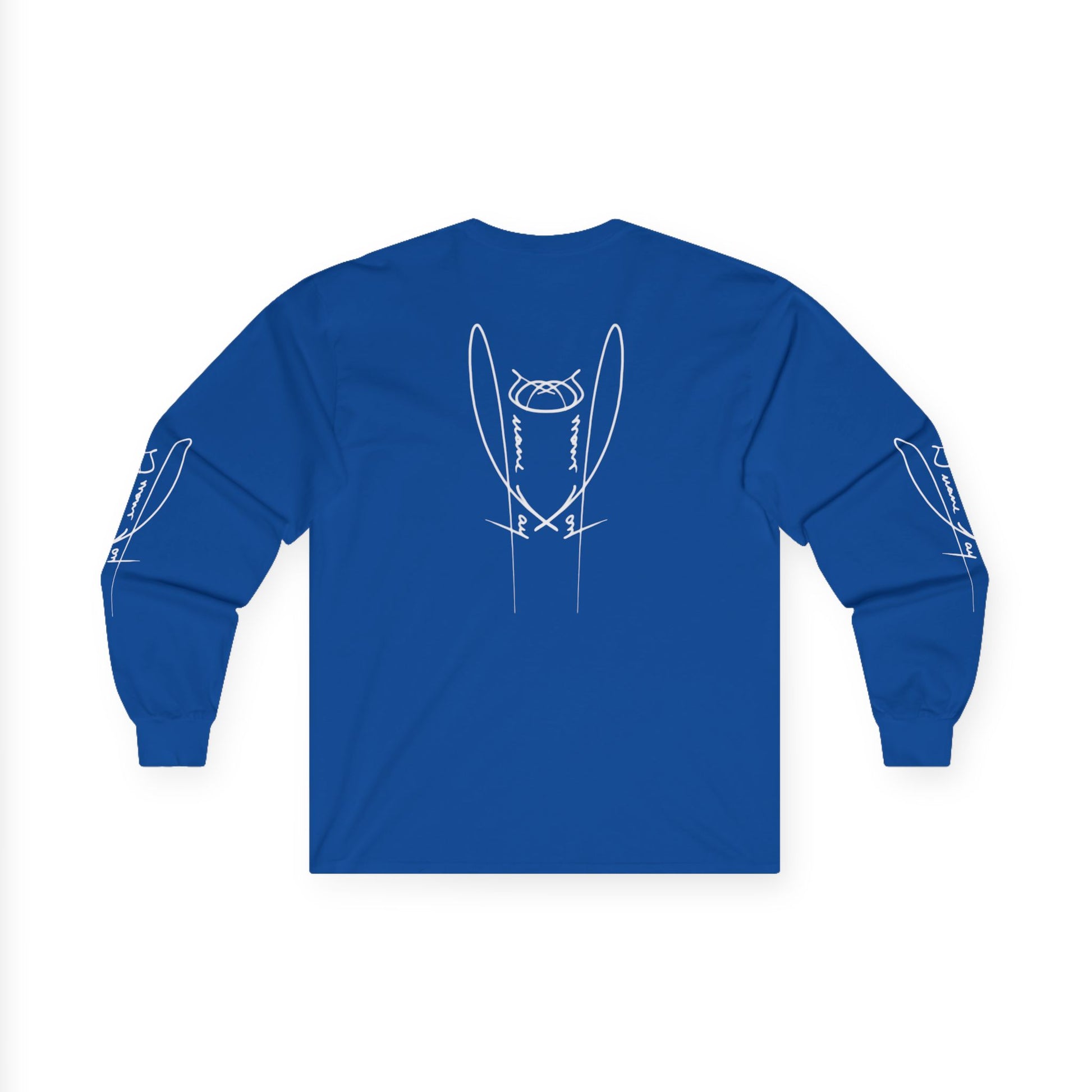 DuaneJay Signature Icon Long Sleeve White Label — premium streetwear long sleeve featuring a bold white signature icon with an exclusive back design, crafted for comfort and style, the ultimate statement piece for those who live and breathe the DuaneJay Fashion lifestyle with confidence and distinction