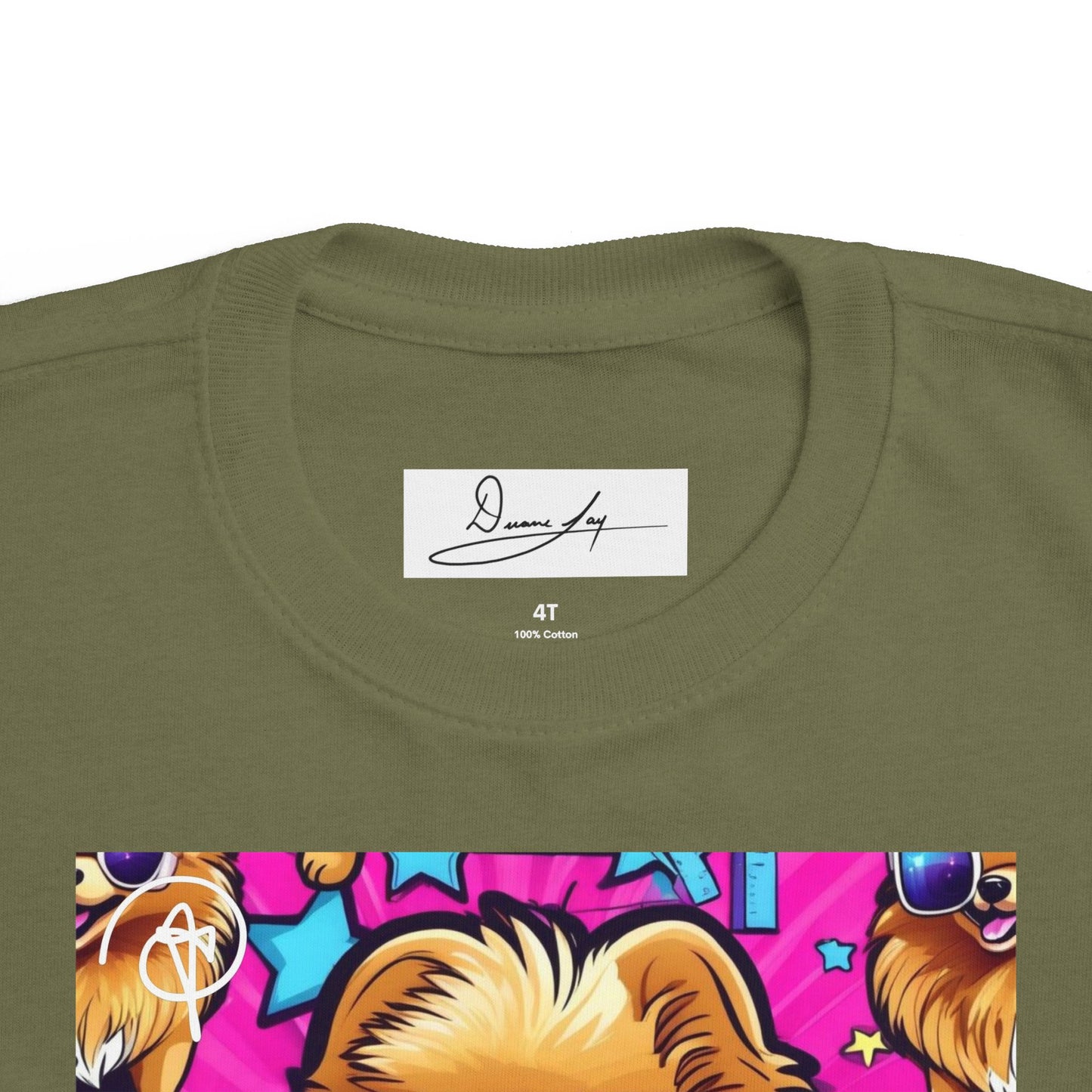 DuaneJay Toddler Tee Cool Pomeranian Sunglasses Graphic — adorable kids graphic tee featuring a cool Pomeranian rocking sunglasses, a fun and stylish streetwear-inspired look for the littlest members of the DuaneJay Fashion family