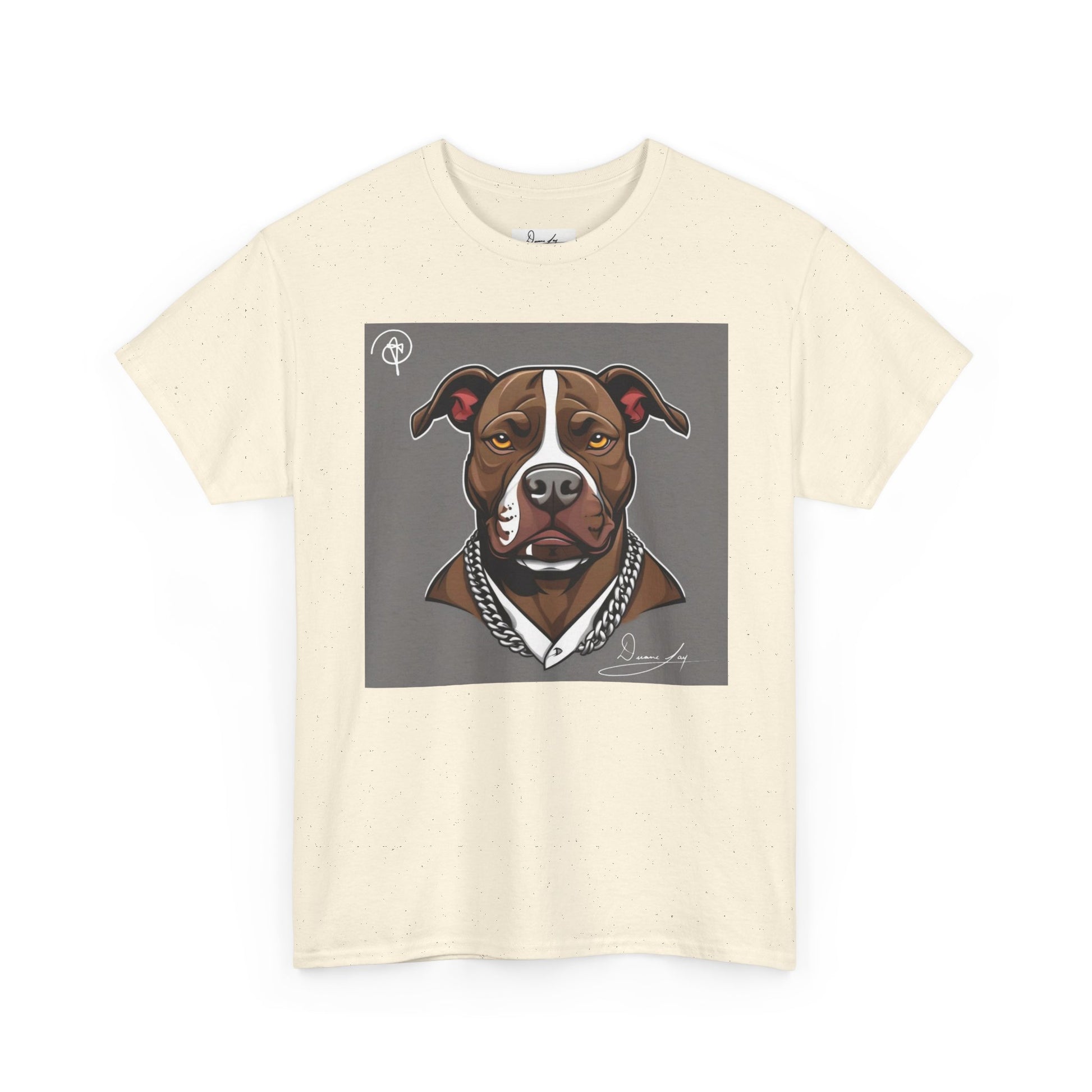 DuaneJay Pit Bull Portrait T-Shirt — stylish dog lover graphic tee streetwear