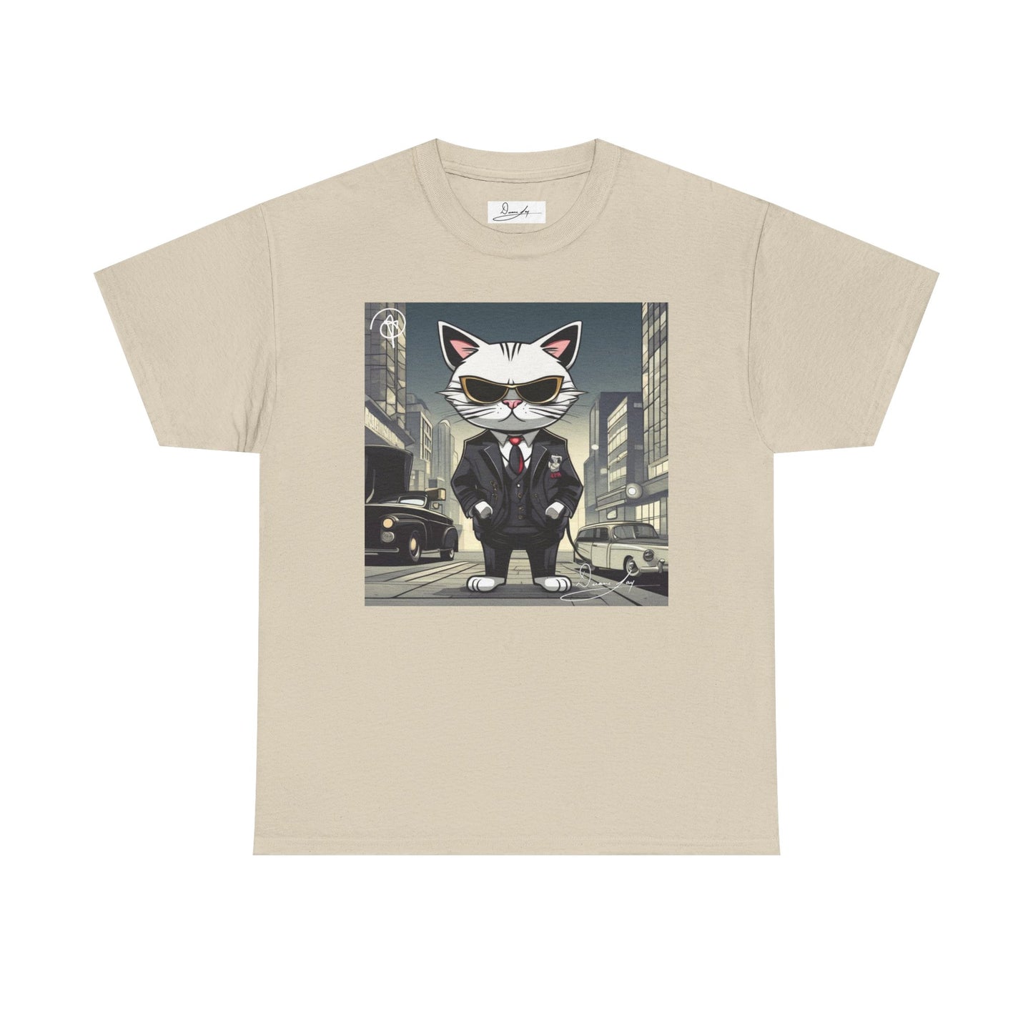 DuaneJay Cat Mafia Graphic Tee — cool cat in suit streetwear graphic tee