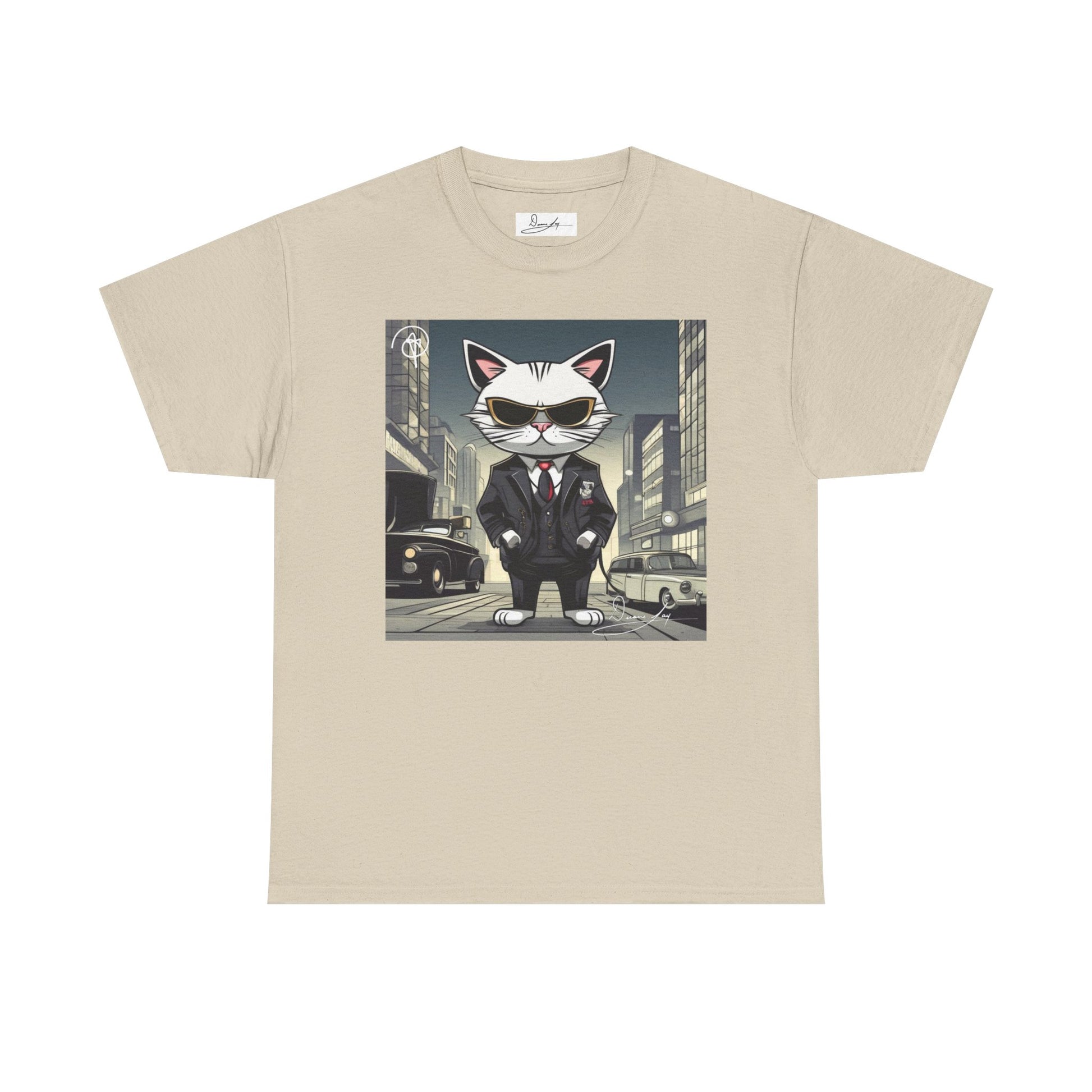 DuaneJay Cat Mafia Graphic Tee — cool cat in suit streetwear graphic tee