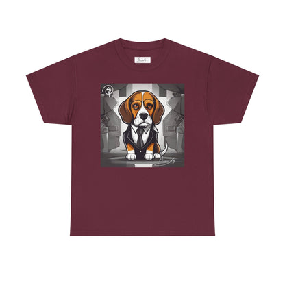 DuaneJay Beagle in a Suit T-Shirt — funny formal dog graphic tee featuring an adorable beagle dressed in a dapper suit, perfect for dog lovers who love bold streetwear style