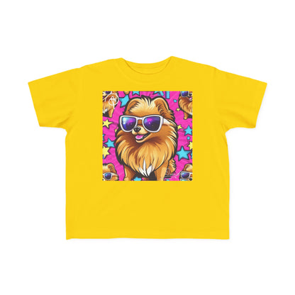 DuaneJay Toddler Tee Cool Pomeranian Sunglasses Graphic — adorable kids graphic tee featuring a cool Pomeranian rocking sunglasses, a fun and stylish streetwear-inspired look for the littlest members of the DuaneJay Fashion family