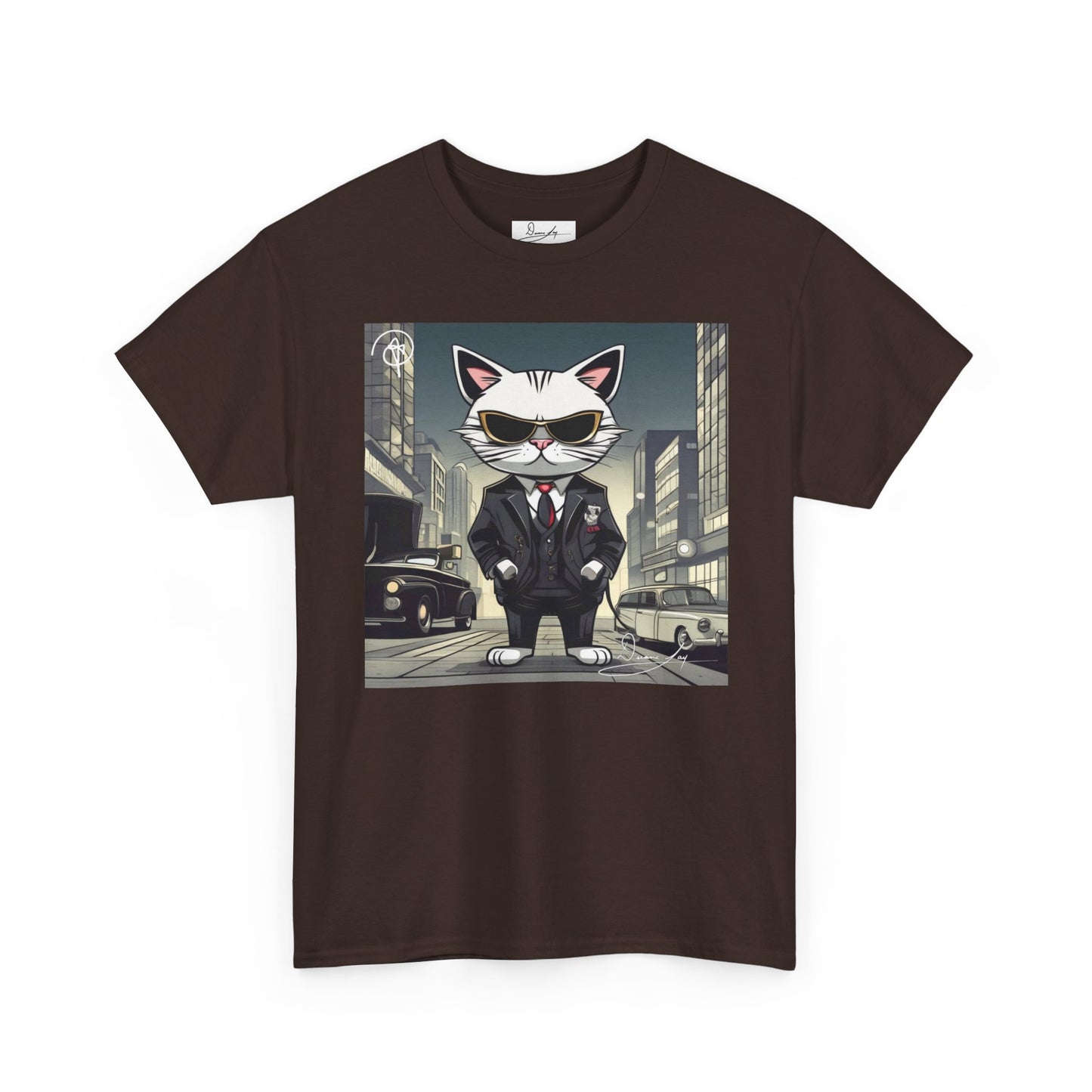 DuaneJay Cat Mafia Graphic Tee — cool cat in suit streetwear graphic tee