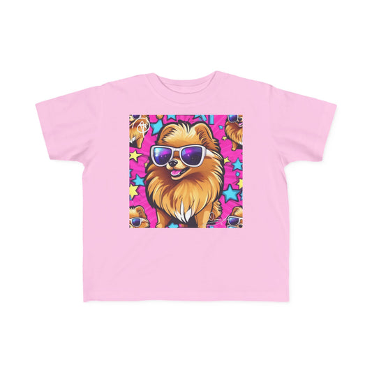 DuaneJay Toddler Tee Cool Pomeranian Sunglasses Graphic — adorable kids graphic tee featuring a cool Pomeranian rocking sunglasses, a fun and stylish streetwear-inspired look for the littlest members of the DuaneJay Fashion family