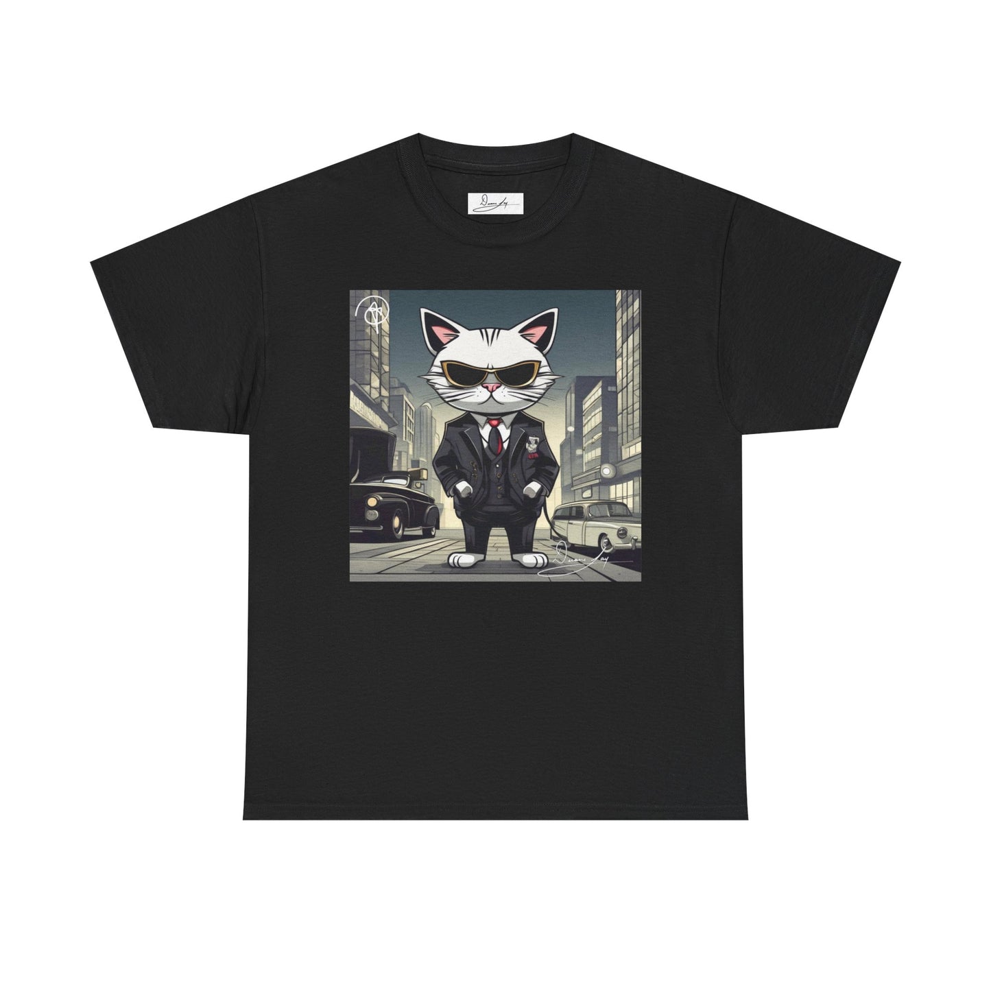 DuaneJay Cat Mafia Graphic Tee — cool cat in suit streetwear graphic tee