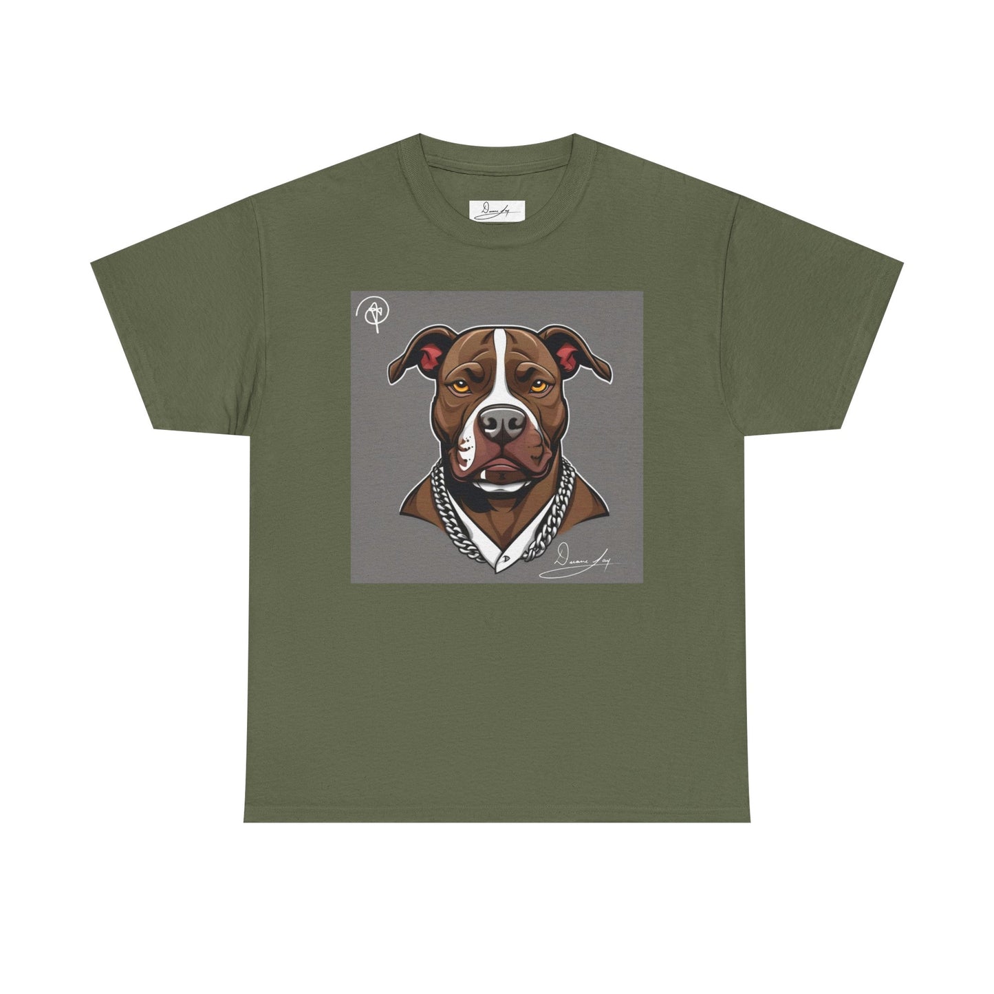 DuaneJay Pit Bull Portrait T-Shirt — stylish dog lover graphic tee streetwear