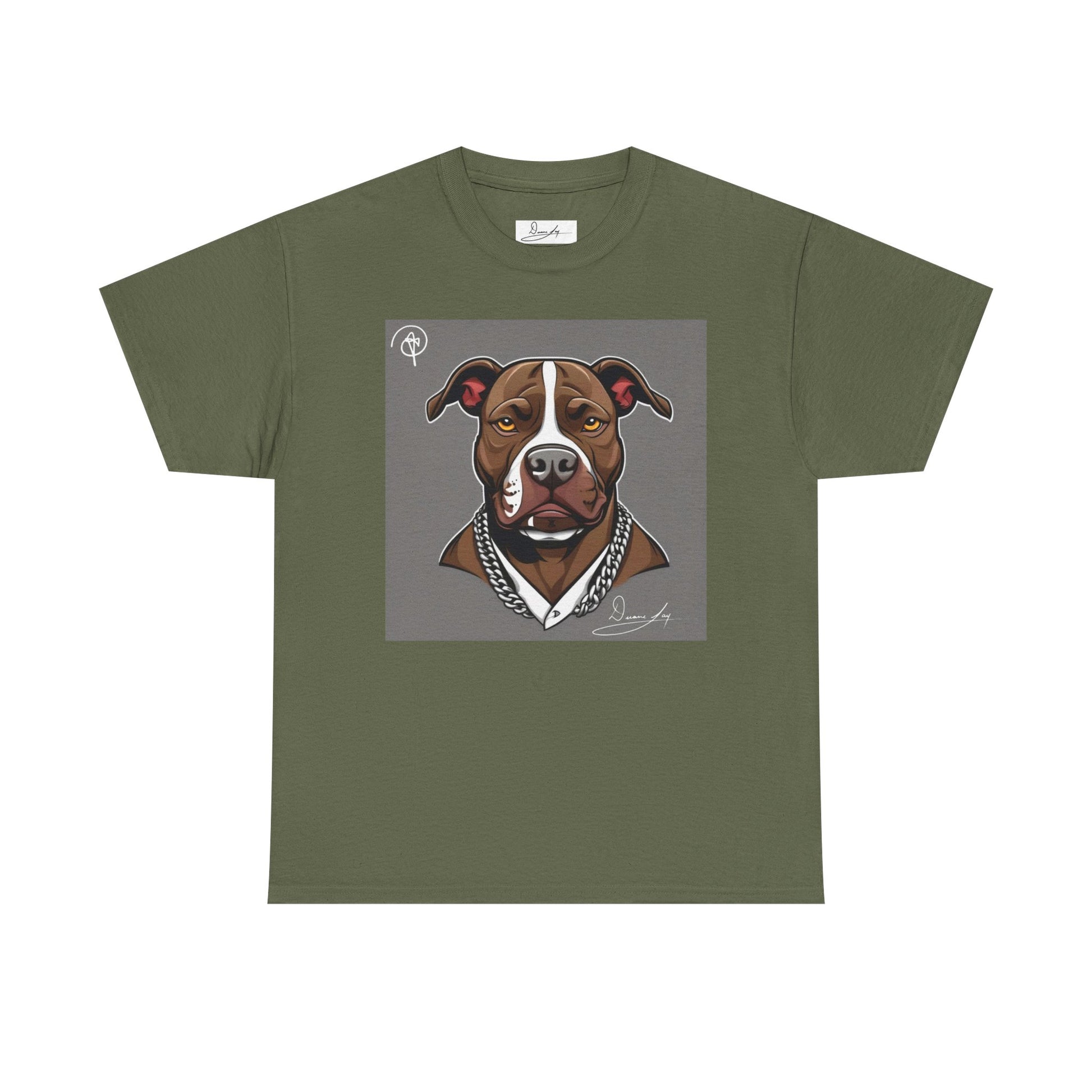 DuaneJay Pit Bull Portrait T-Shirt — stylish dog lover graphic tee streetwear