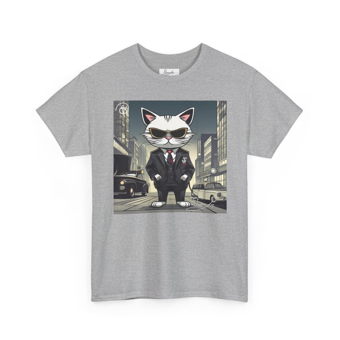DuaneJay Cat Mafia Graphic Tee — cool cat in suit streetwear graphic tee