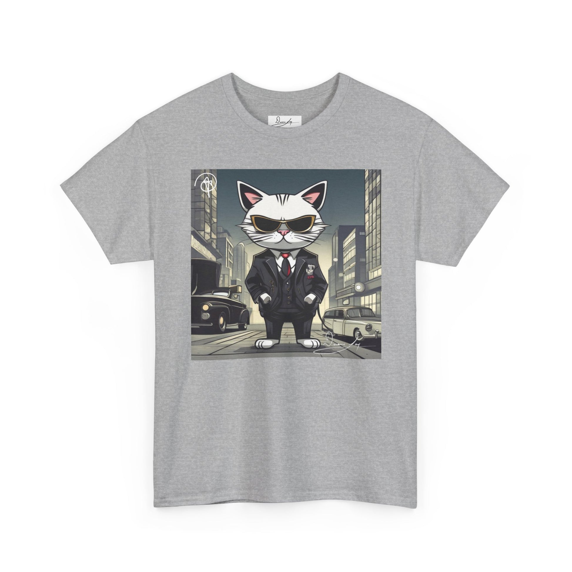 DuaneJay Cat Mafia Graphic Tee — cool cat in suit streetwear graphic tee