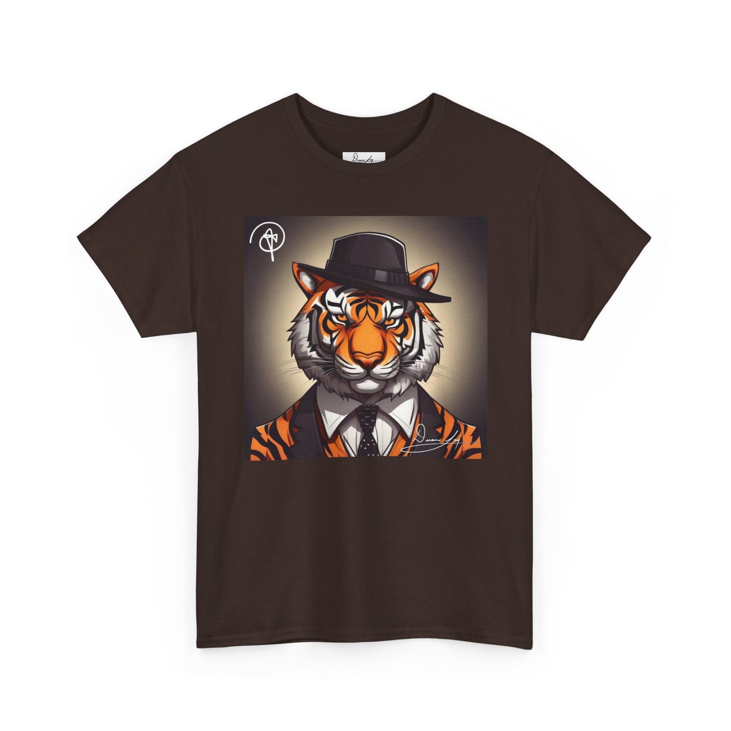 DuaneJay Tiger Gentleman T-Shirt — bold tiger graphic tee featuring a distinguished tiger in gentleman style, a powerful streetwear statement for those who wear confidence with class