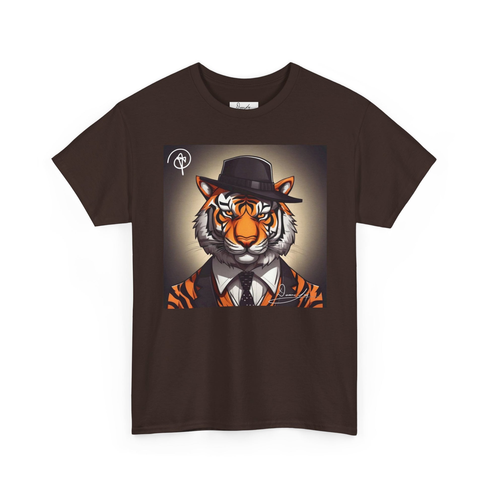 DuaneJay Tiger Gentleman T-Shirt — bold tiger graphic tee featuring a distinguished tiger in gentleman style, a powerful streetwear statement for those who wear confidence with class