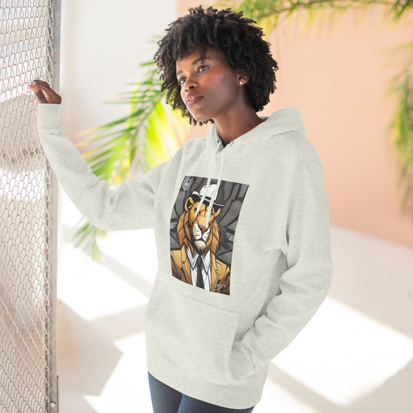 Three-Panel Lion Fleece Hoodie