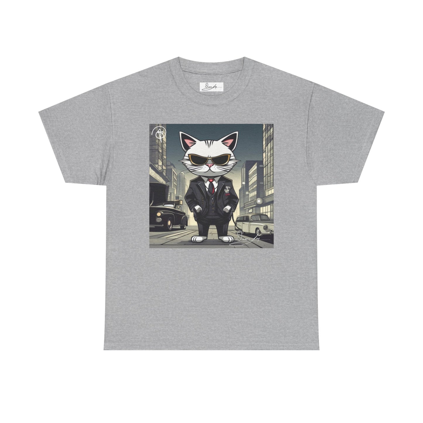 DuaneJay Cat Mafia Graphic Tee — cool cat in suit streetwear graphic tee