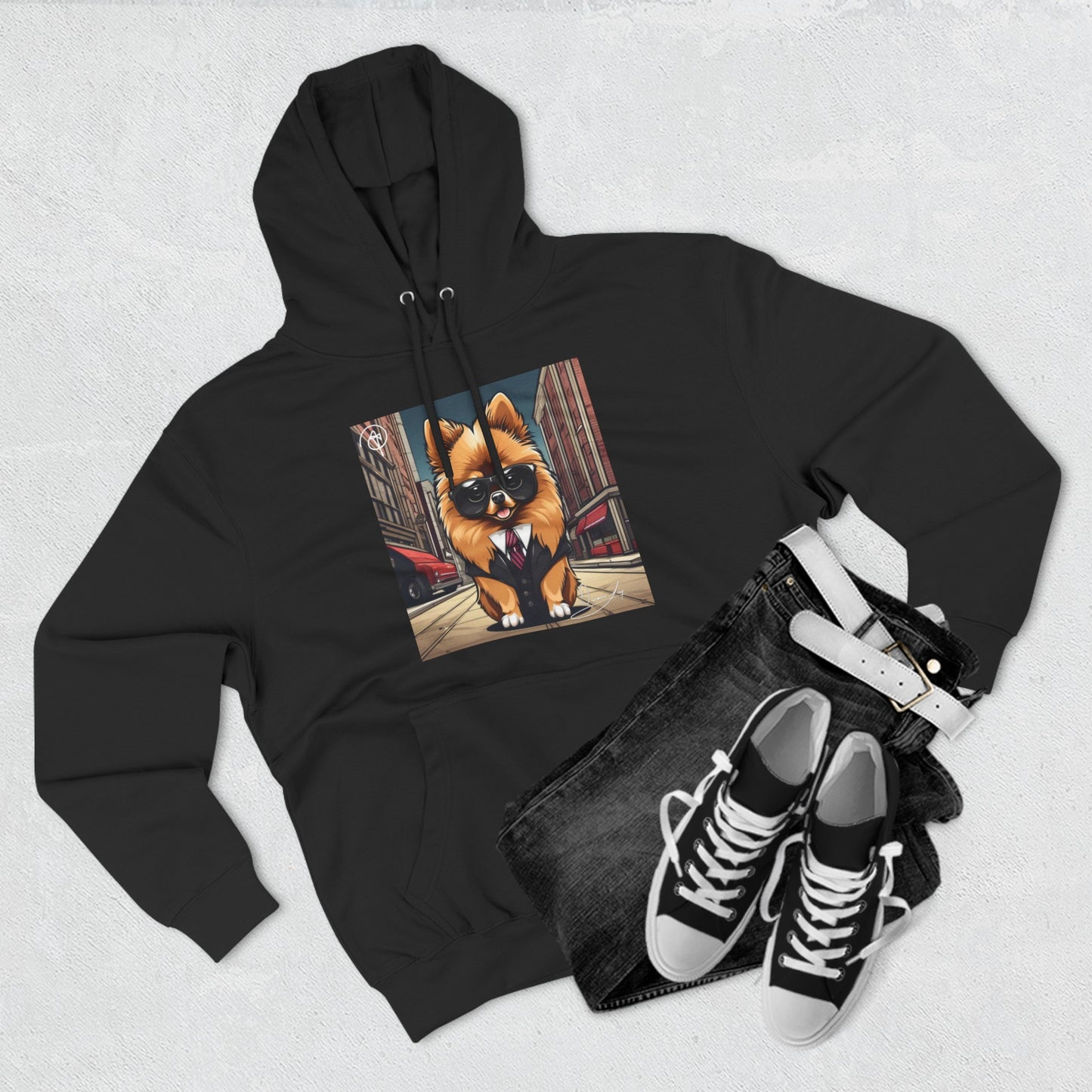 Pomeranian Three-Panel Unisex Fleece Hoodie