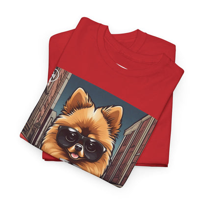 DuaneJay Pomeranian Business Dog T-Shirt — cute Pomeranian in suit graphic tee streetwear
