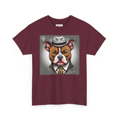 DuaneJay Gentleman Pitbull Tee — distinguished graphic tee featuring a dapper pitbull portrait blending elegance with bold streetwear energy for dog lovers with class and confidence