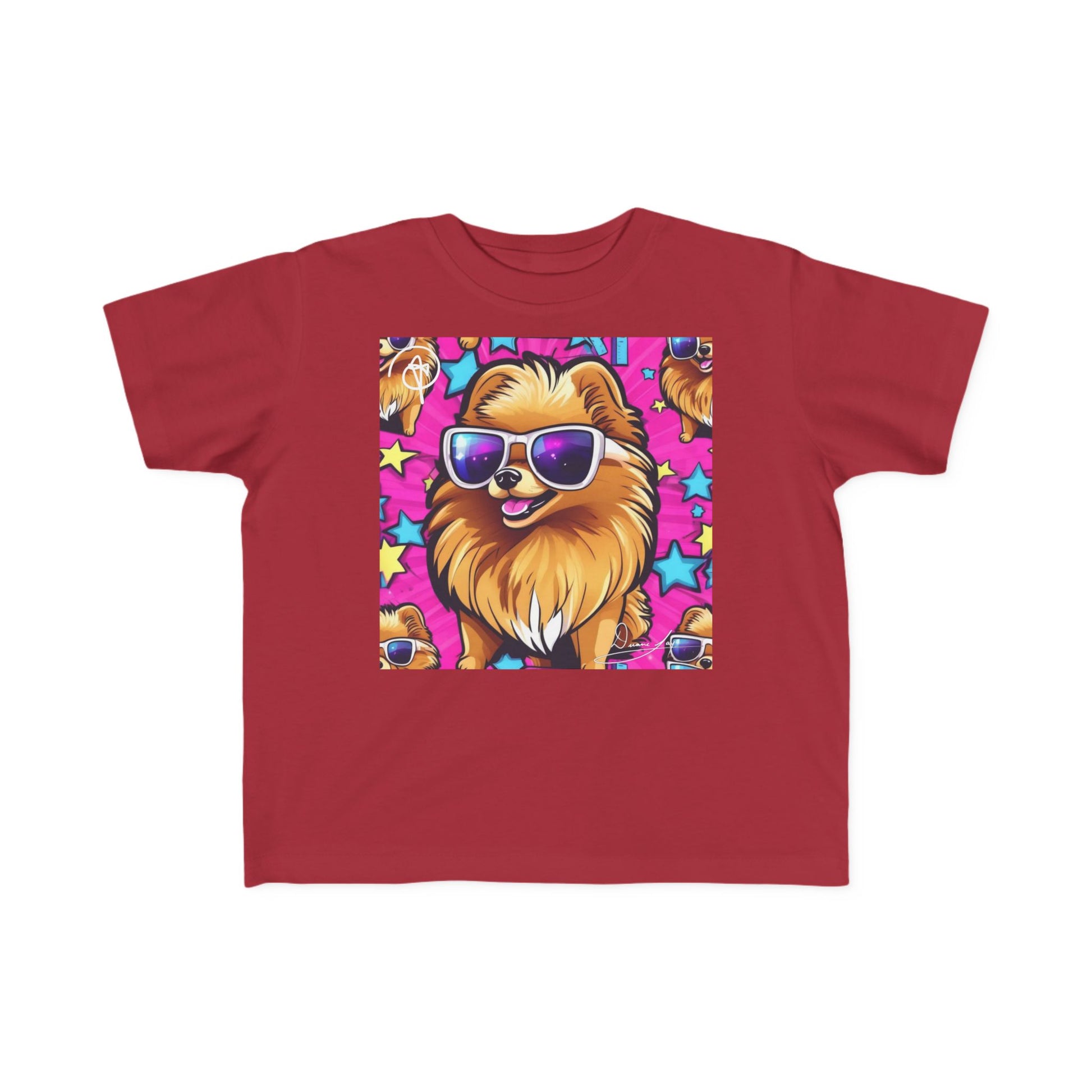 DuaneJay Toddler Tee Cool Pomeranian Sunglasses Graphic — adorable kids graphic tee featuring a cool Pomeranian rocking sunglasses, a fun and stylish streetwear-inspired look for the littlest members of the DuaneJay Fashion family