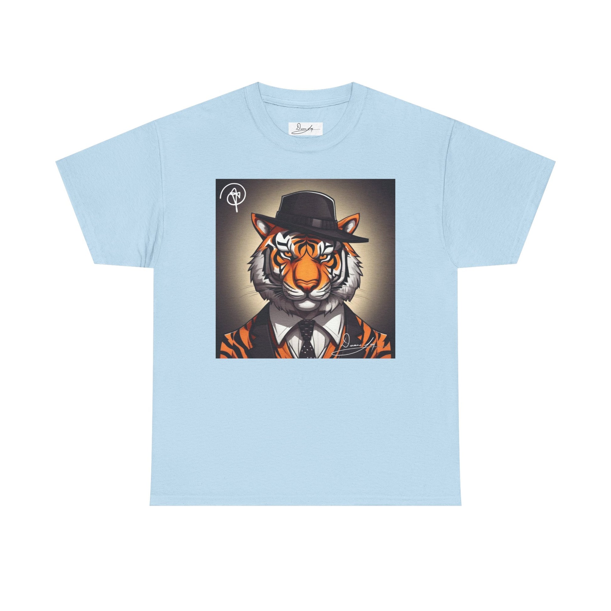 DuaneJay Tiger Gentleman T-Shirt — bold tiger graphic tee featuring a distinguished tiger in gentleman style, a powerful streetwear statement for those who wear confidence with class